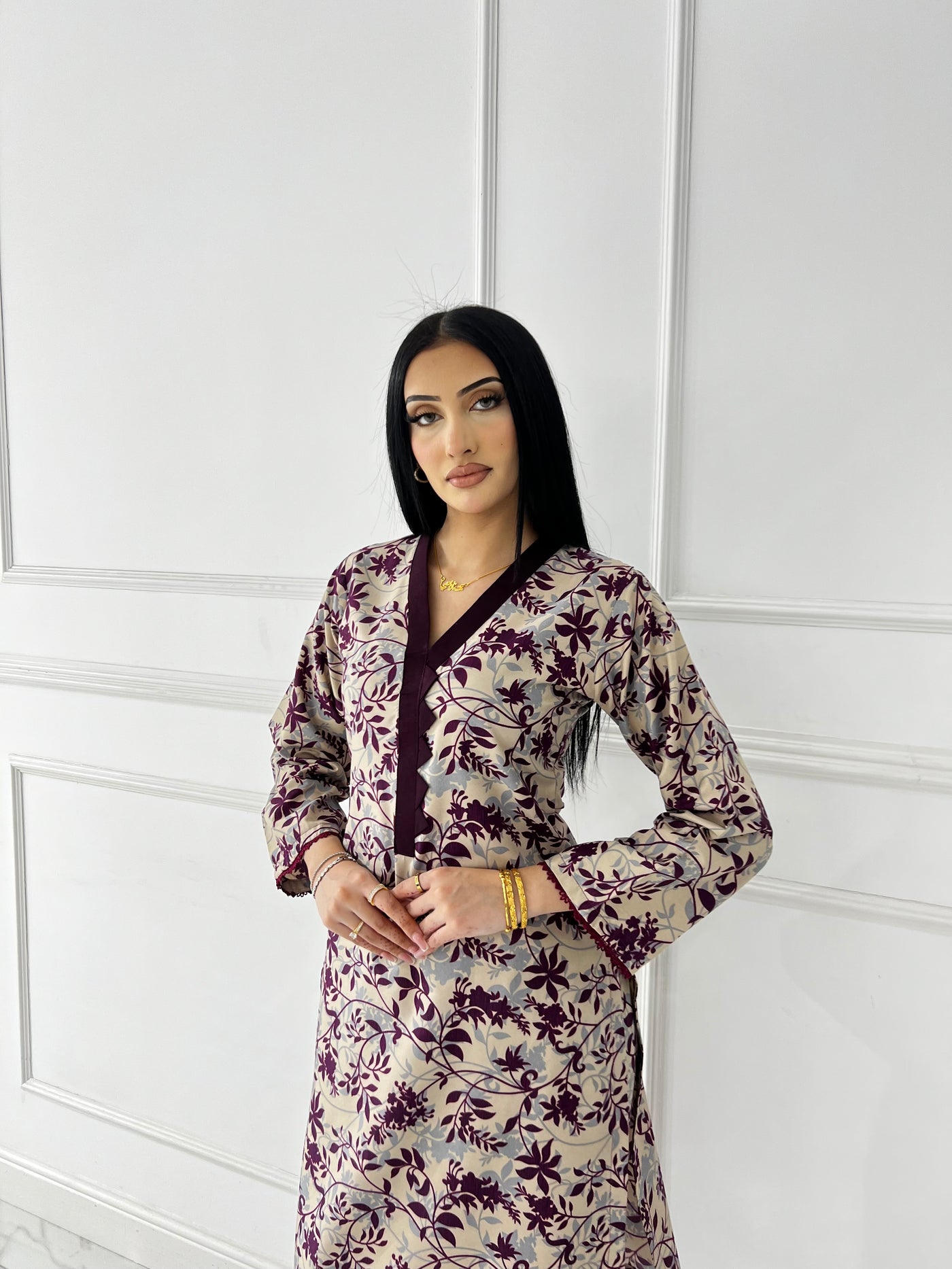 BUT-120- Nude Purple- S.Prints Printed Lawn Co-ords - Memsaab Online