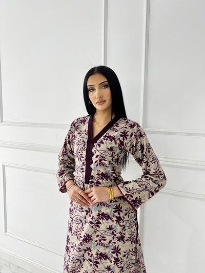 BUT-120- Nude Purple- S.Prints Printed Lawn Co-ords - Memsaab Online