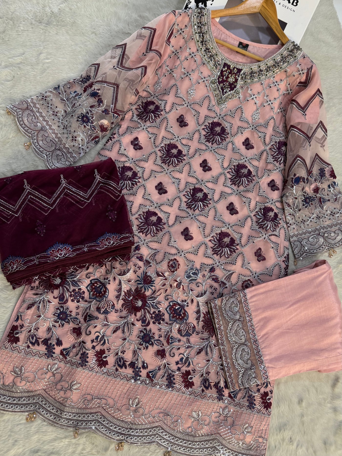 D-9991 - Readymade - Ramsha Chiffon Outfit - Memsaab Online