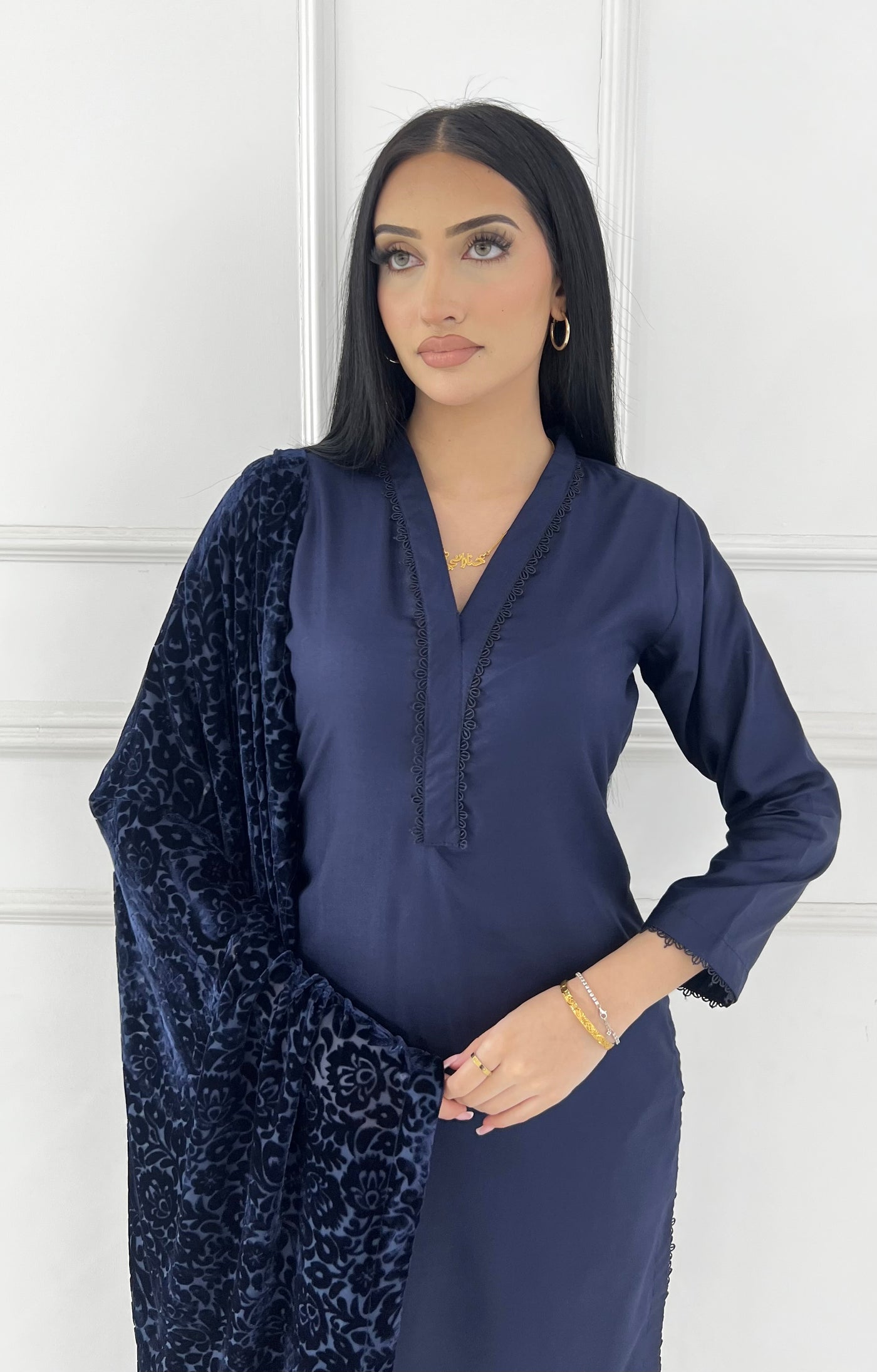 ASMB-01 - Navy - Readymade Mughal Palachi Suit 2025 - Memsaab Online