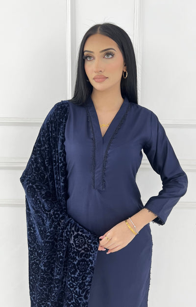 ASMB-01 - Navy - Readymade Mughal Palachi Suit 2025 - Memsaab Online