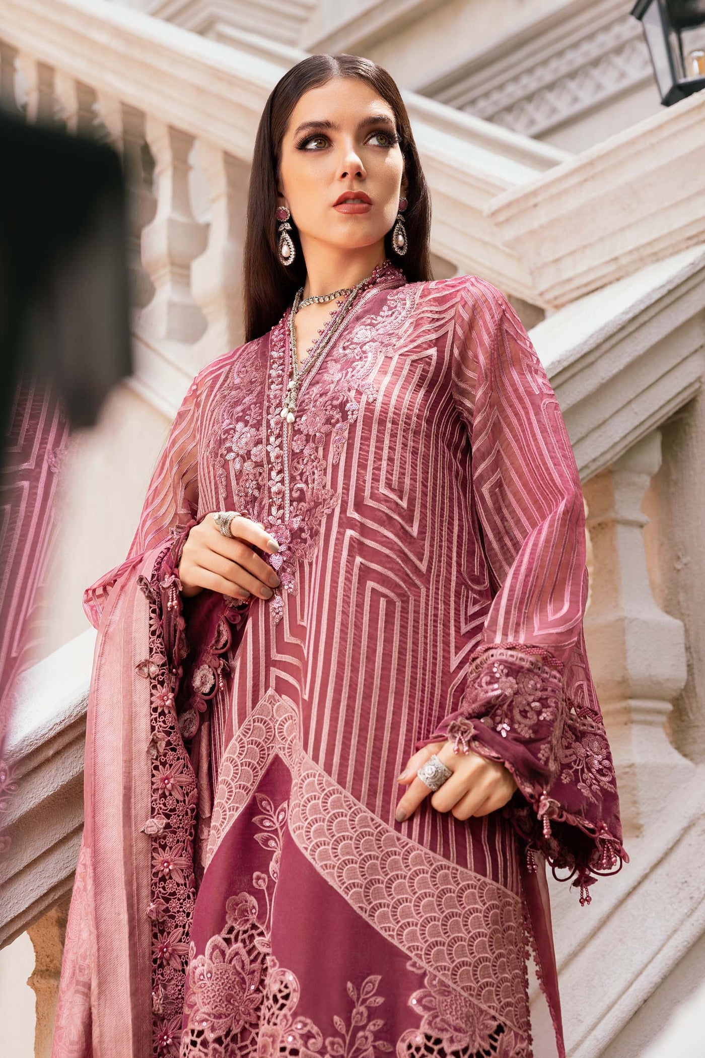 WL-1304- Maria b Embroidered Organza Suit 2025 - Memsaab Online