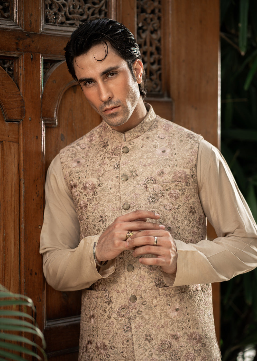W-2852 - Readymade Maysori Fabric Full Embroidery Waistcoat - Memsaab Online