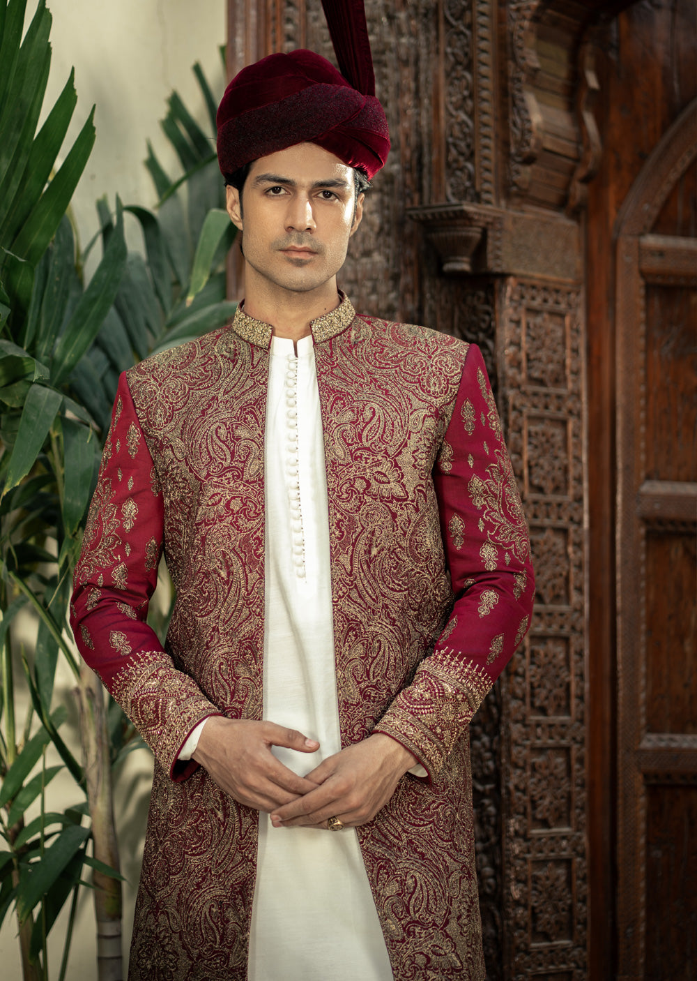 GS-5157 Readymade Front Open Sherwani with Inner Suit 2025 - Memsaab Online