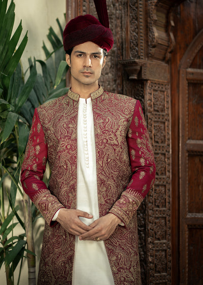 GS-5157 Readymade Front Open Sherwani with Inner Suit 2025 - Memsaab Online