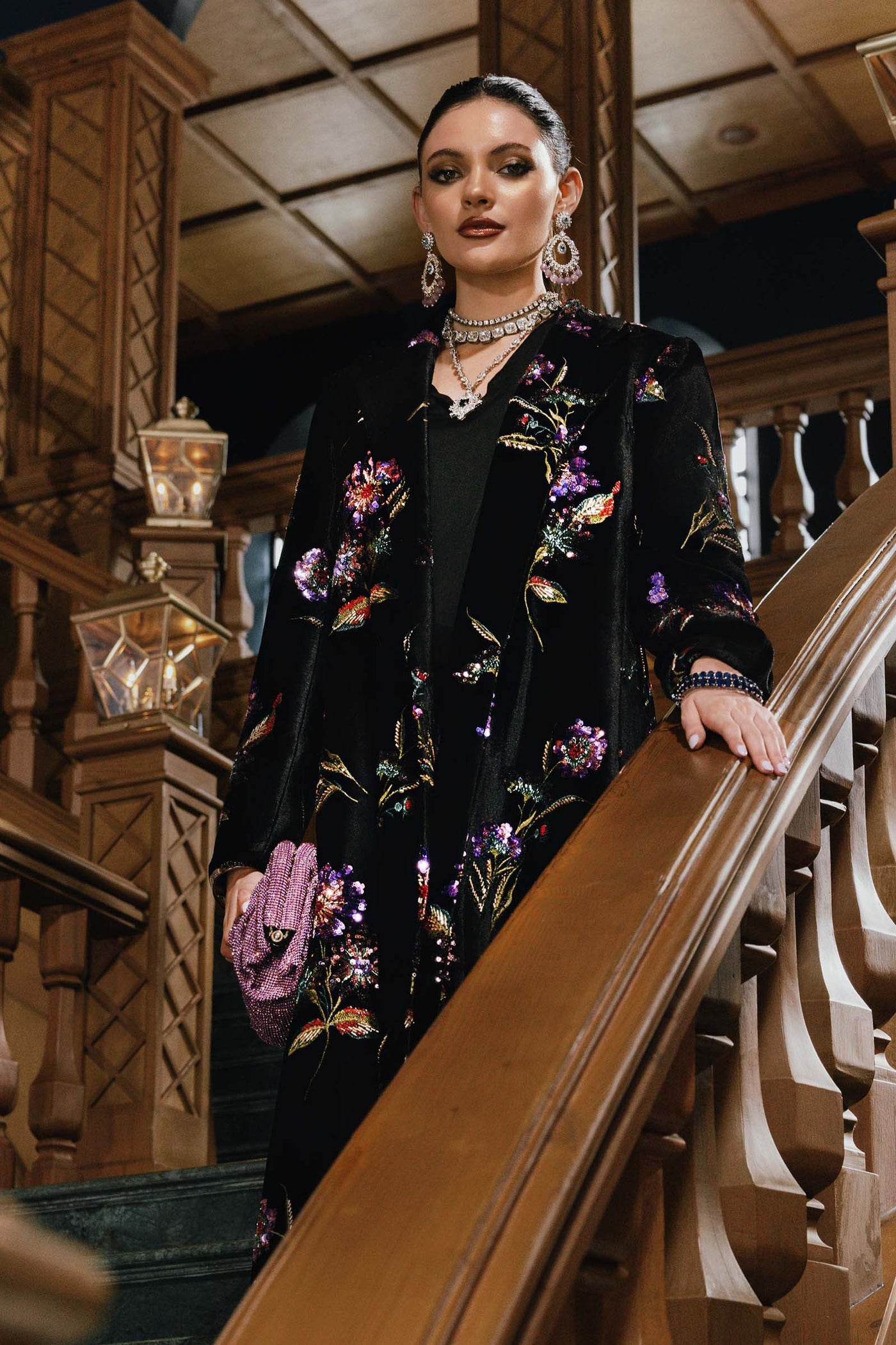 WL-1306- Maria b Embroidered Velvet Suit 2025 - Memsaab Online