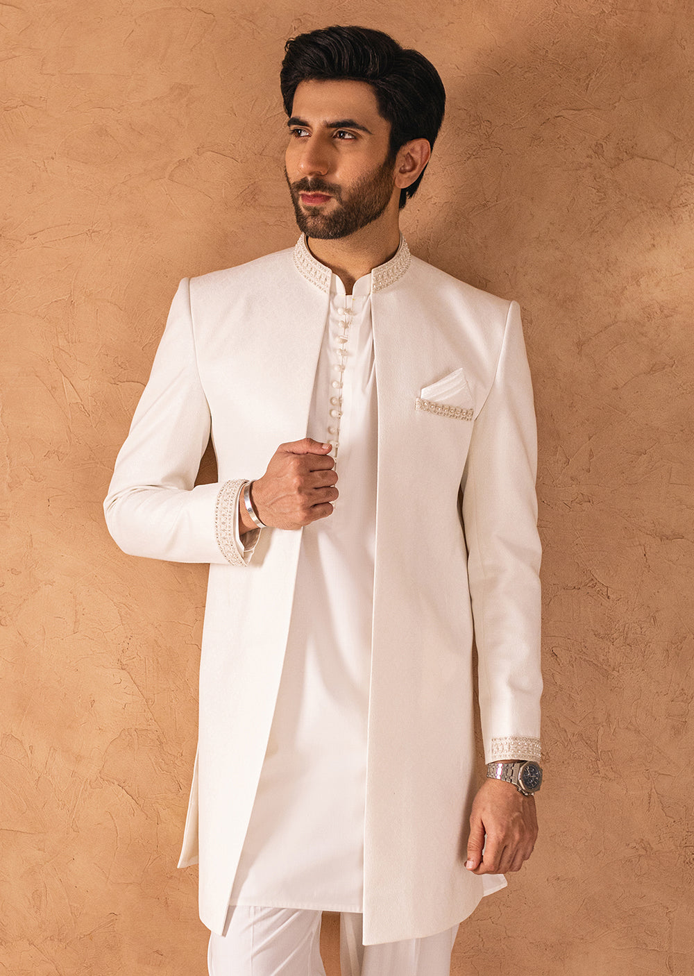 GS-5069 - Offwhite - Readymade Mens Open Sherwani 2024 - Memsaab Online