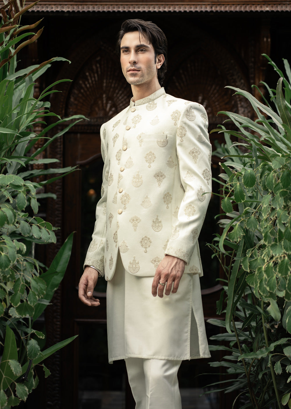 PC-587- Readymade Mens Embroidered Prince Coat - Memsaab Online