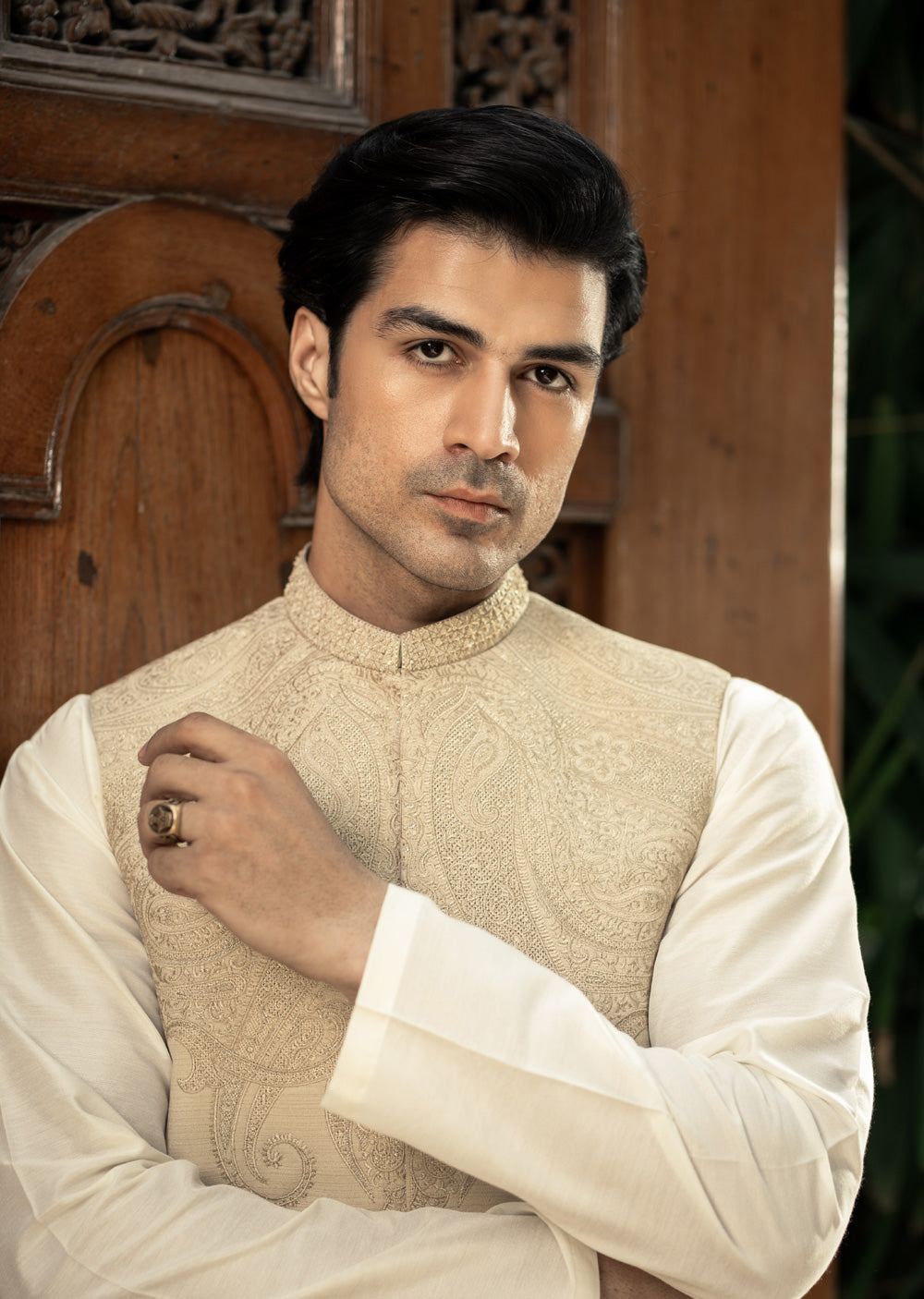 W-2985 - Readymade Maysori Fabric Full Embroidery Waistcoat - Memsaab Online