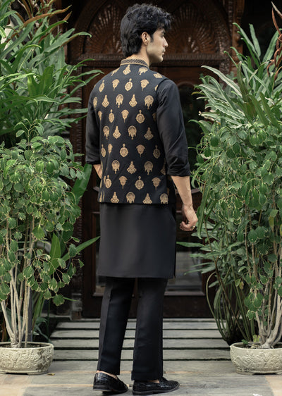 W-2992 - Readymade Maysori Fabric Full Embroidery Waistcoat - Memsaab Online