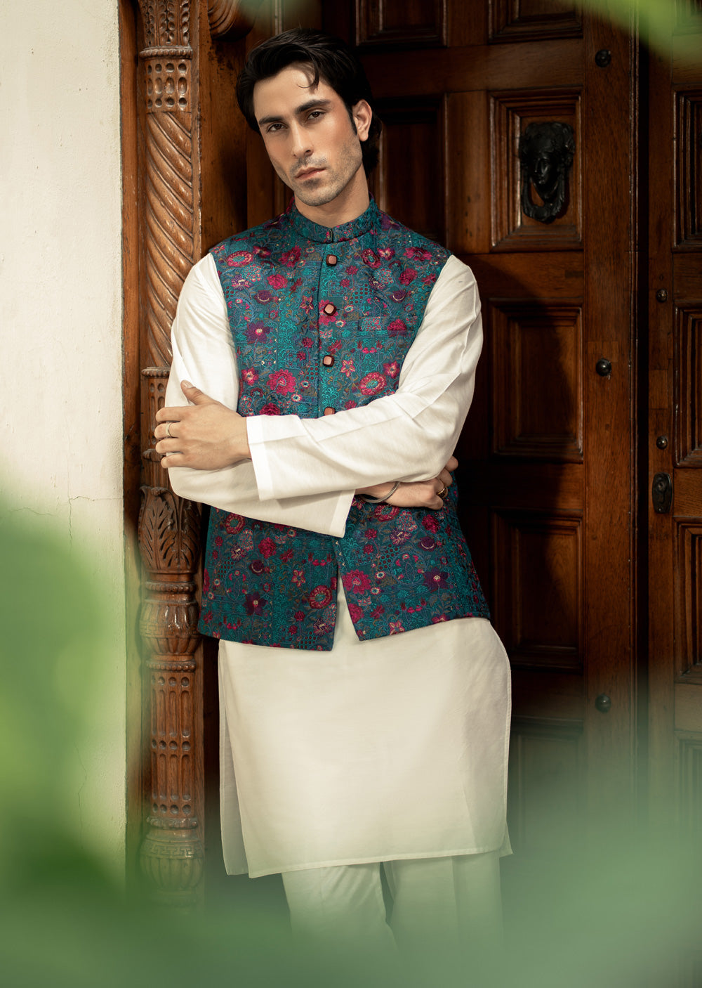 W-2906 - Readymade Maysori Fabric Full Embroidery Waistcoat - Memsaab Online