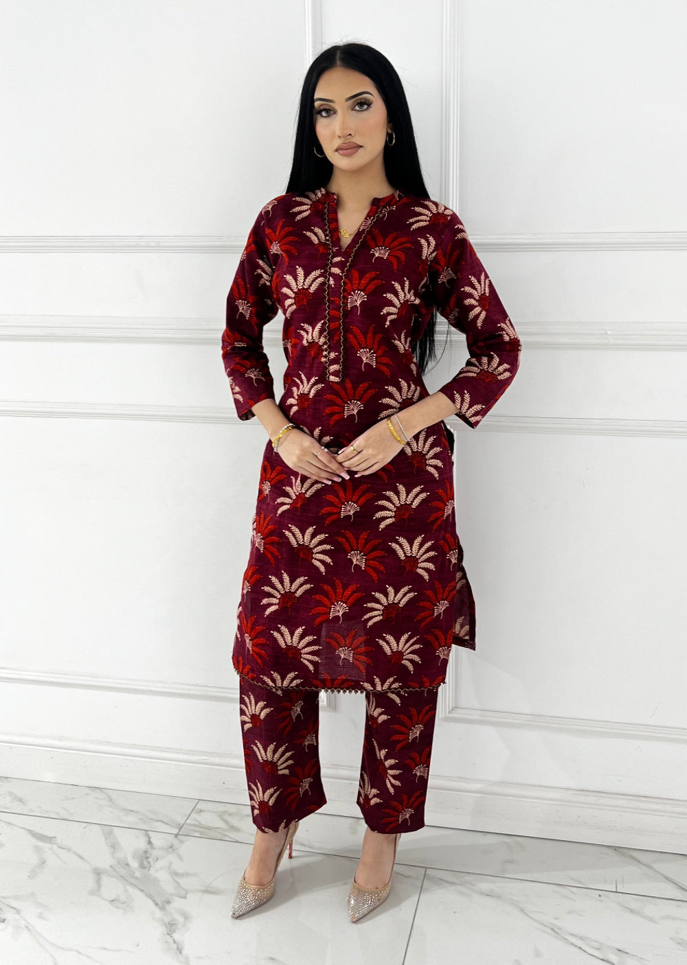 SLMN-44 Readymade Khaddar Co-ord - Memsaab Online