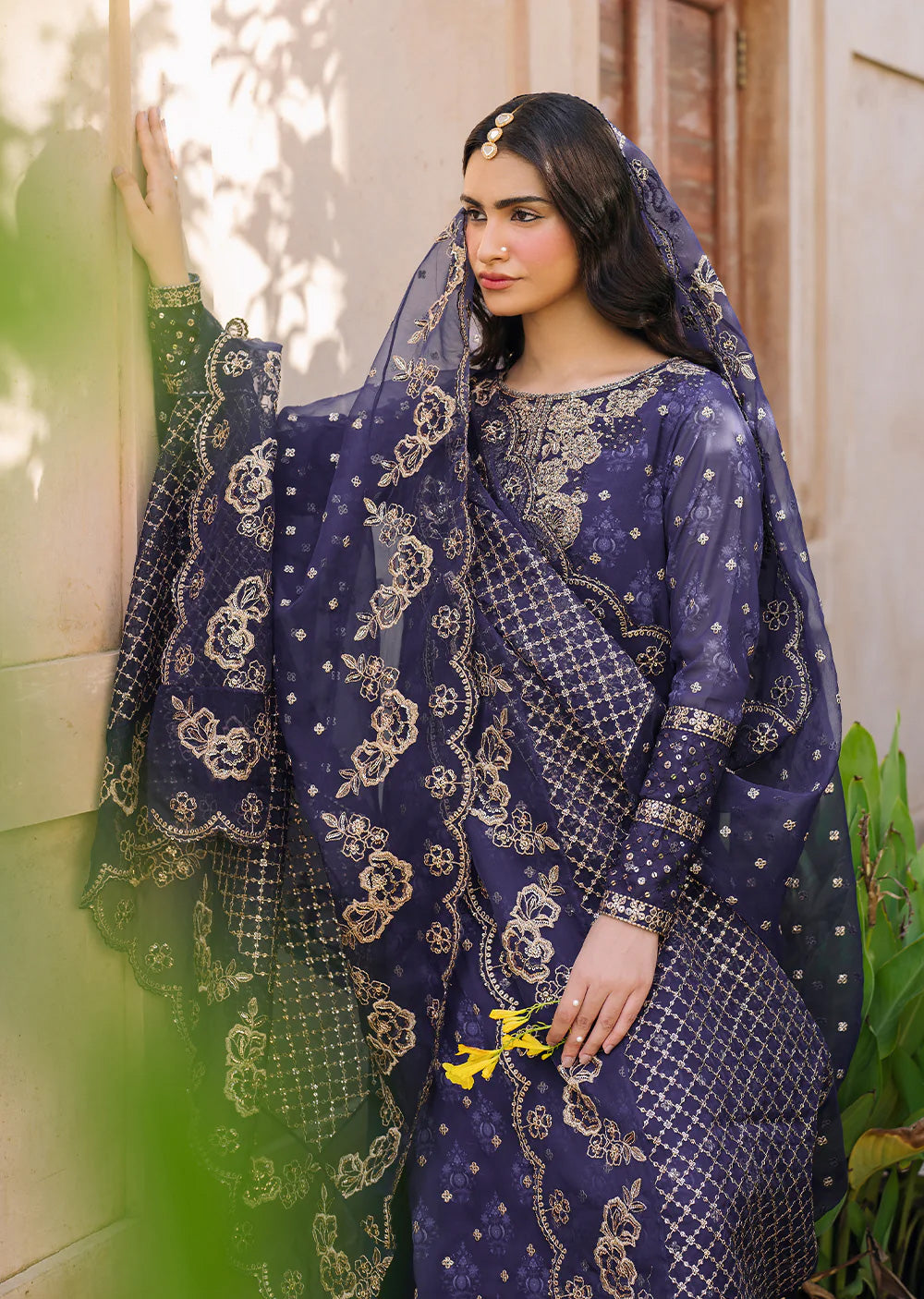 IZKN-01 Navy - Readymade - Bandhani Chiffon Collection by Iznik 2025 - Memsaab Online