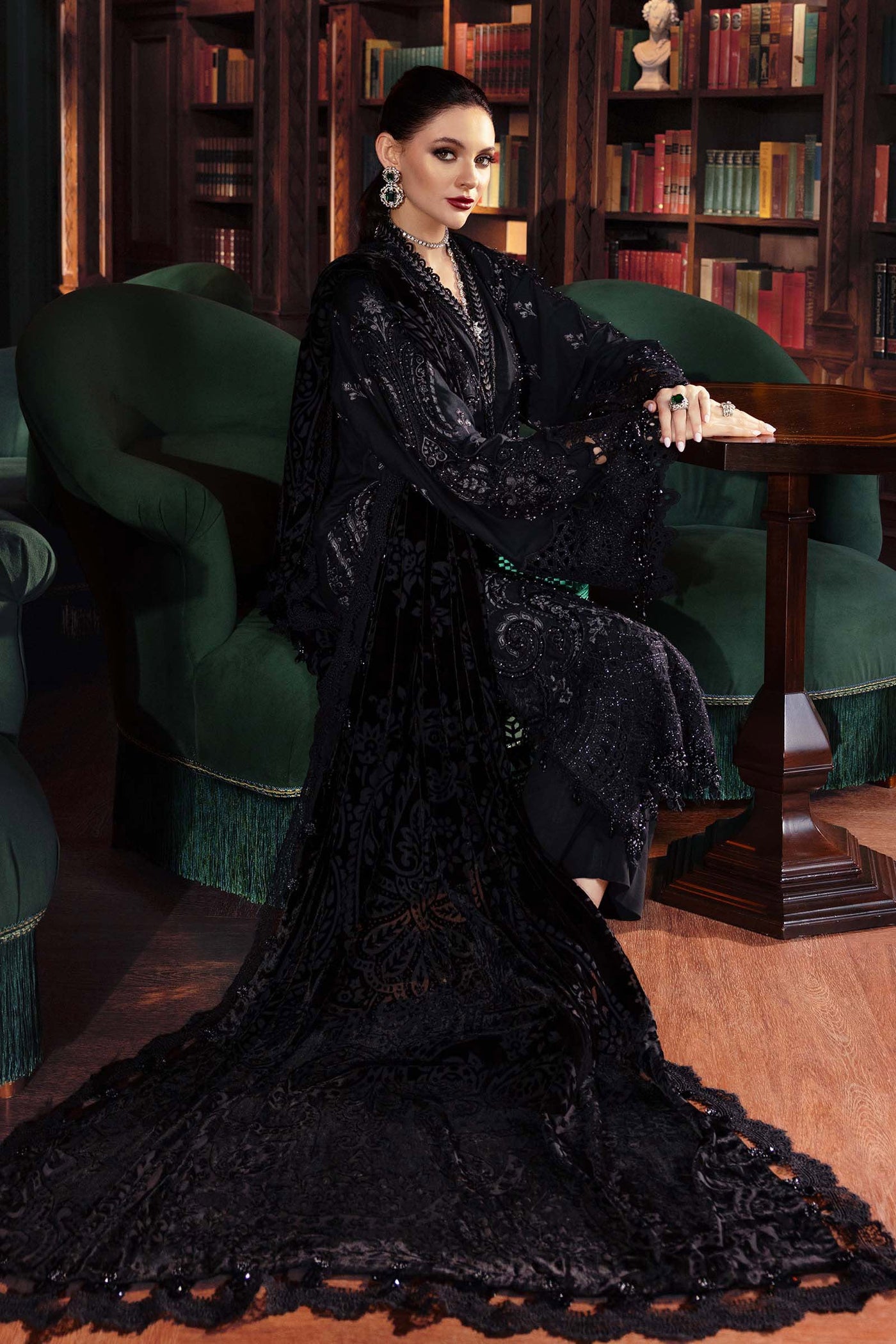 WL-1307- Maria b Embroidered Linen Suit 2025 - Memsaab Online