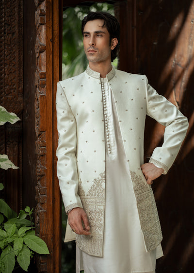 GS-5150 Readymade Front Open Sherwani with Inner Suit 2025 - Memsaab Online