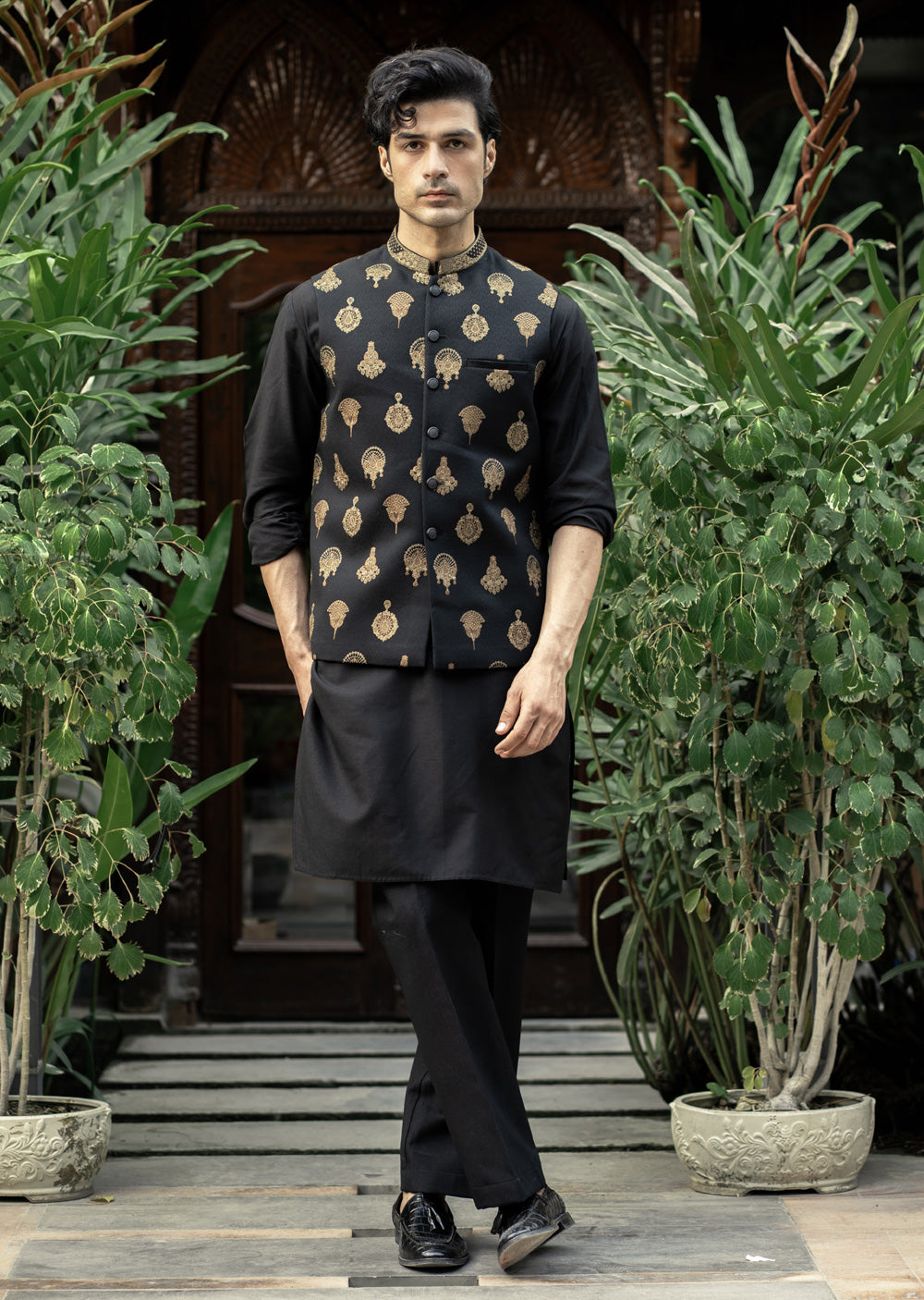 W-2992 - Readymade Maysori Fabric Full Embroidery Waistcoat - Memsaab Online