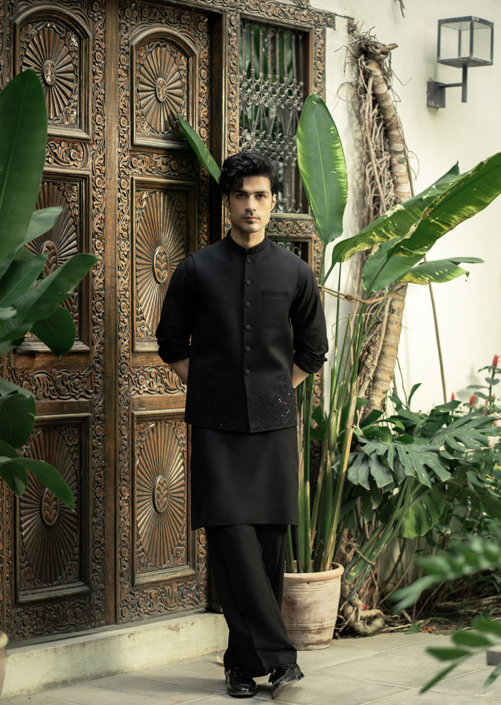 W-2963 - Readymade Maysori Fabric Full Embroidery Waistcoat - Memsaab Online