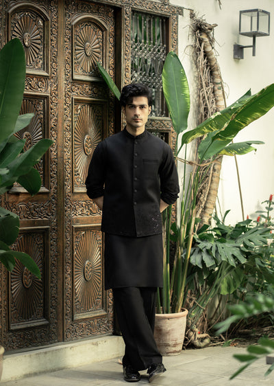 W-2963 - Readymade Maysori Fabric Full Embroidery Waistcoat - Memsaab Online