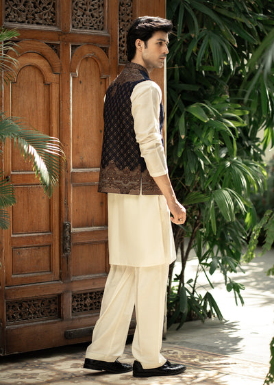 W-3009 - Readymade Maysori Fabric Full Embroidery Waistcoat - Memsaab Online