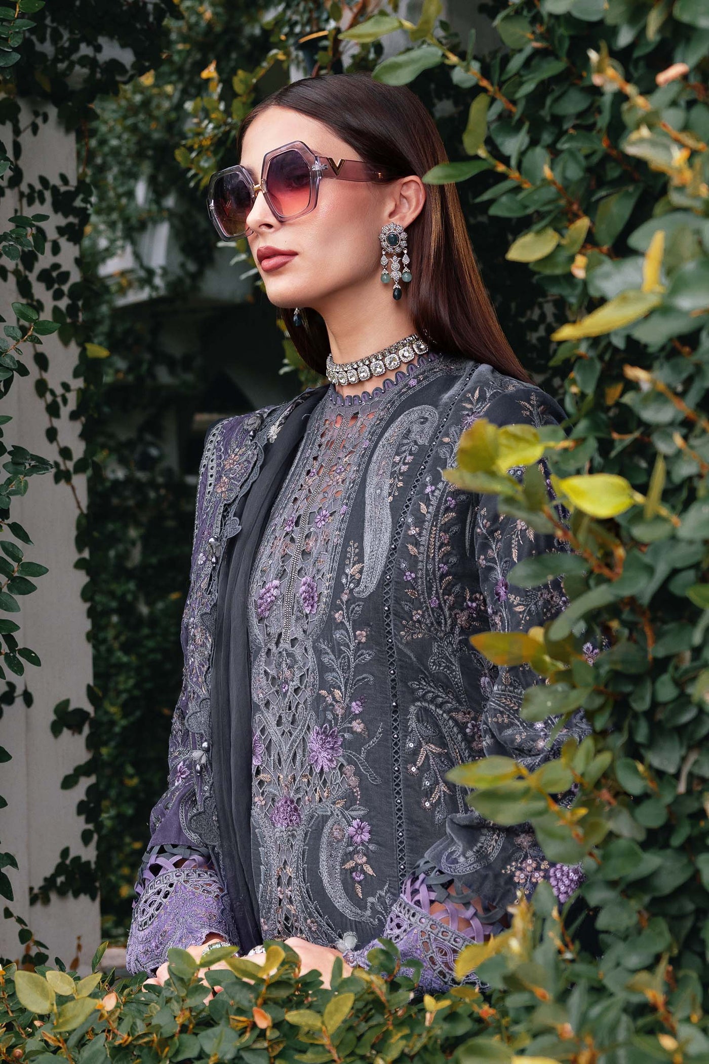 WL-1305- Maria b Embroidered Velvet Suit 2025 - Memsaab Online