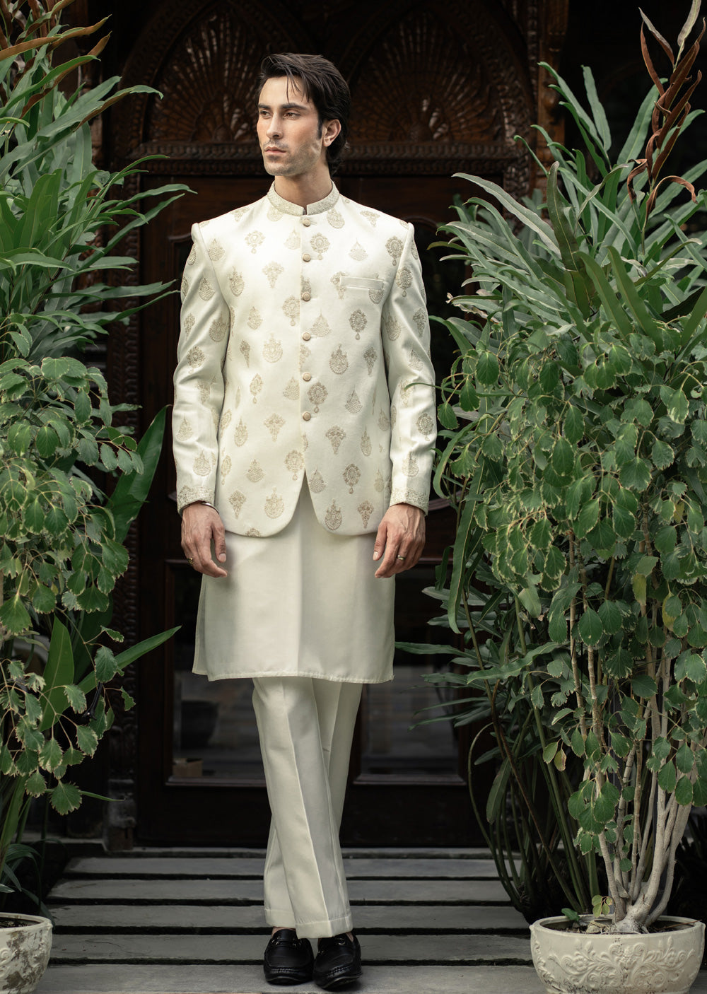 PC-587- Readymade Mens Embroidered Prince Coat - Memsaab Online
