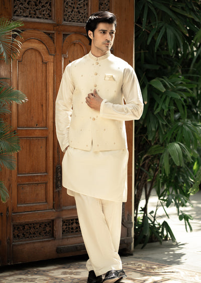 W-2806- Readymade Maysori Fabric Full Embroidery Waistcoat - Memsaab Online