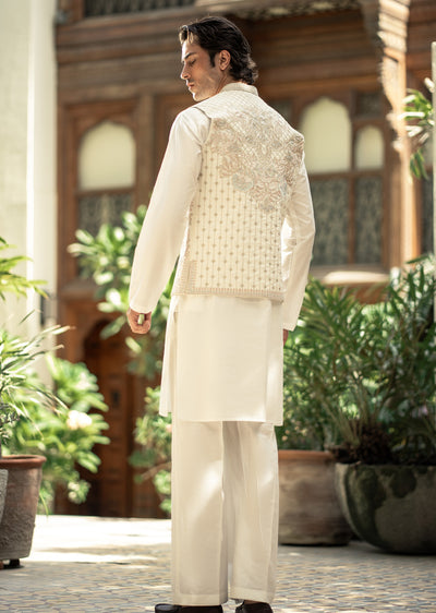 W-3002 - Readymade Maysori Fabric Full Embroidery Waistcoat - Memsaab Online