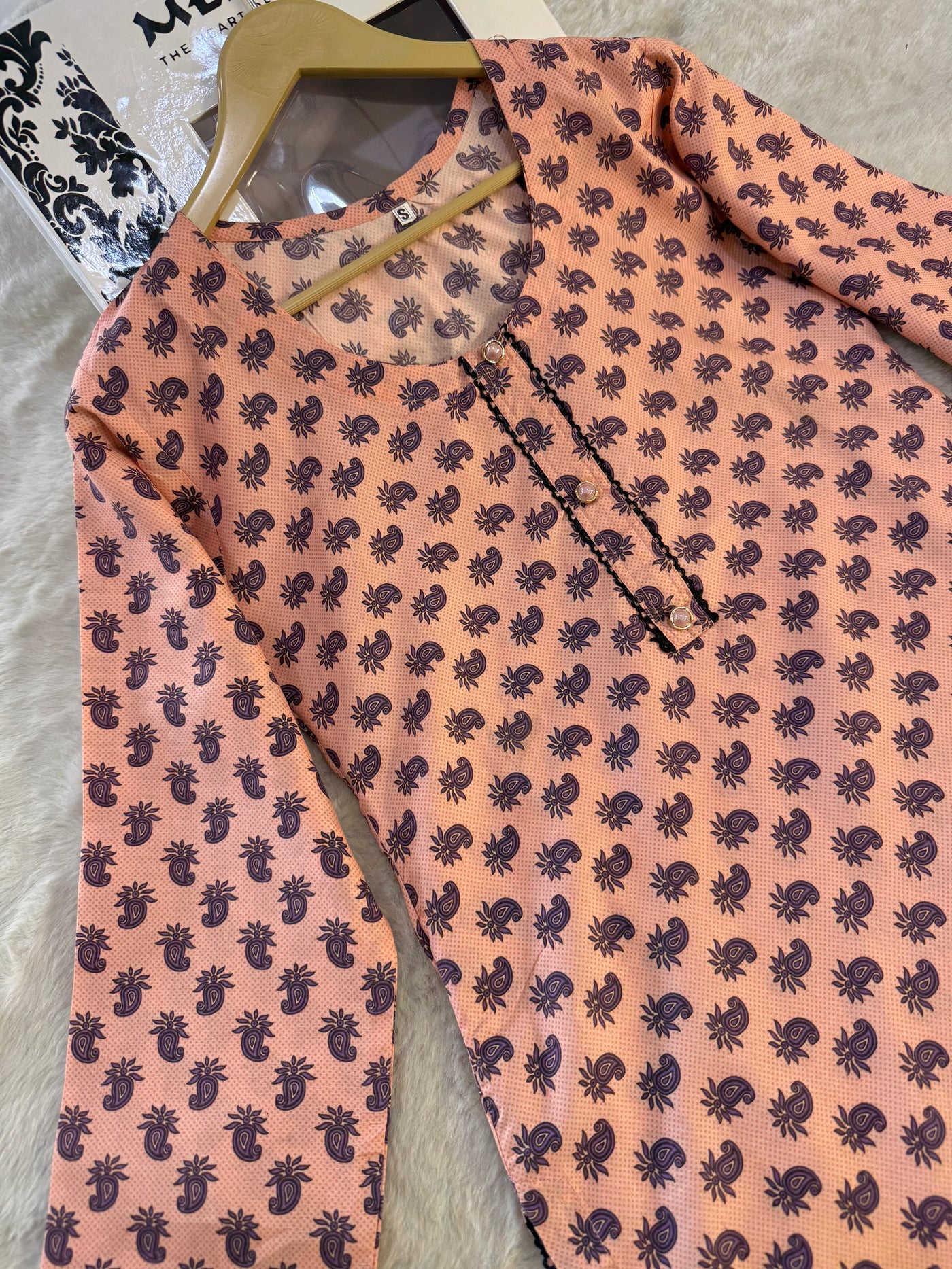 ASK711 Readymade Peach Cotton 3 Piece Suit - Memsaab Online