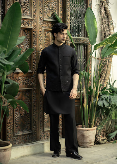 W-2963 - Readymade Maysori Fabric Full Embroidery Waistcoat - Memsaab Online