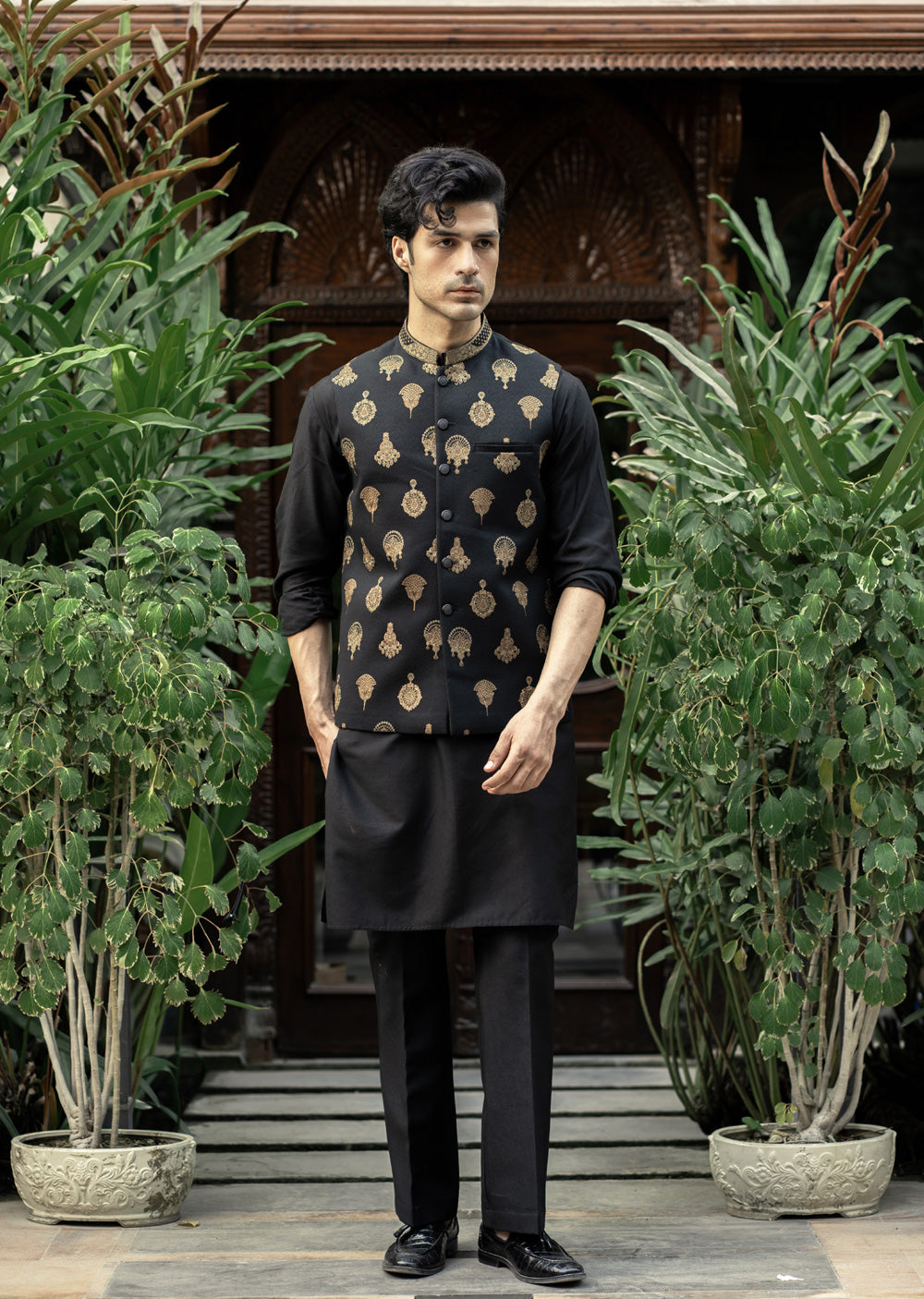 W-2992 - Readymade Maysori Fabric Full Embroidery Waistcoat - Memsaab Online