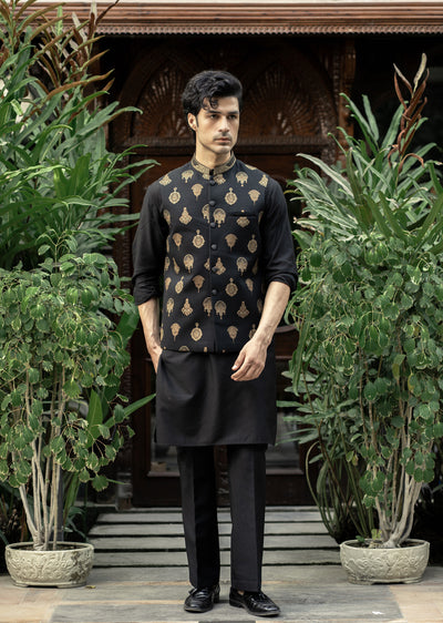 W-2992 - Readymade Maysori Fabric Full Embroidery Waistcoat - Memsaab Online