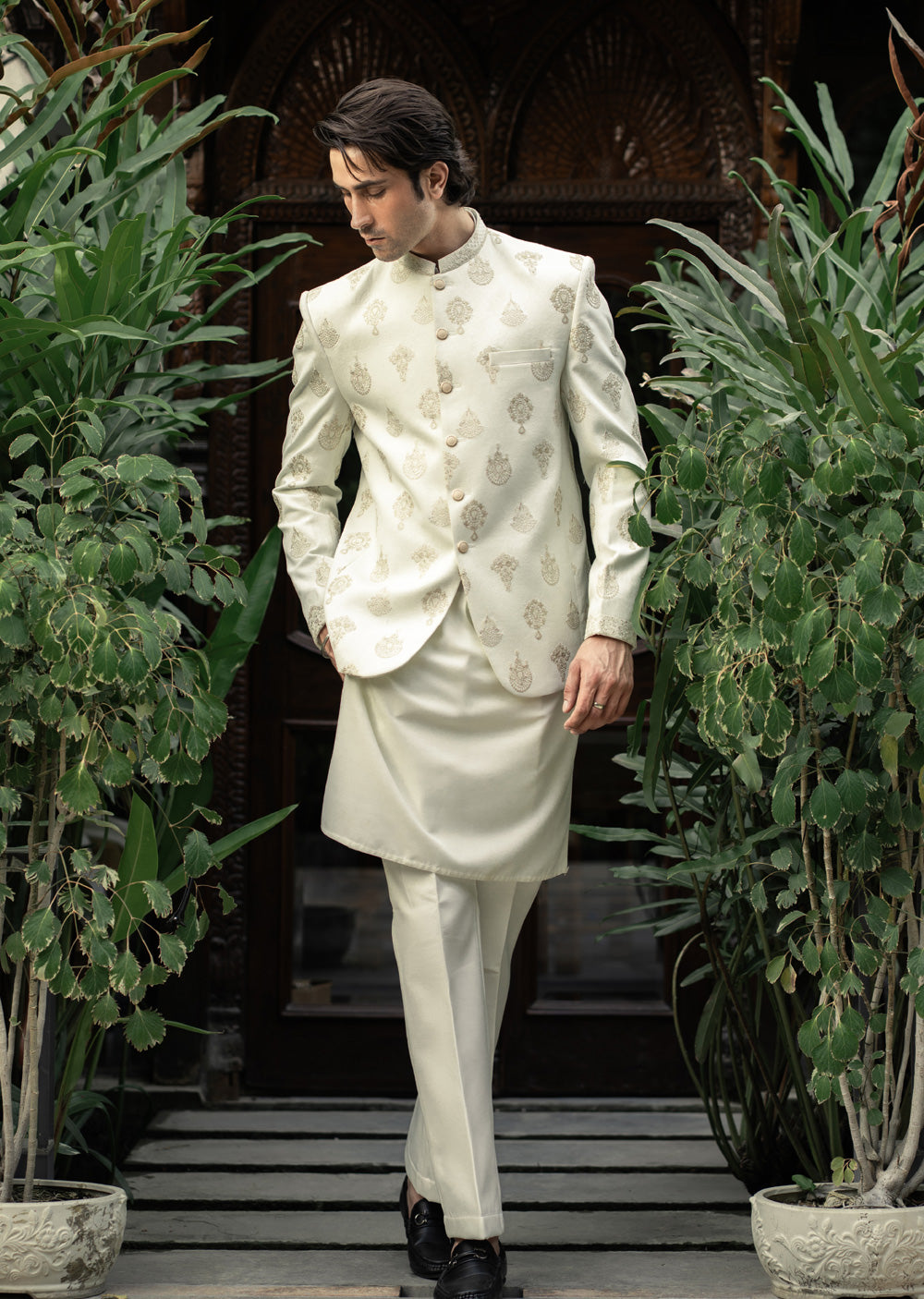 PC-587- Readymade Mens Embroidered Prince Coat - Memsaab Online