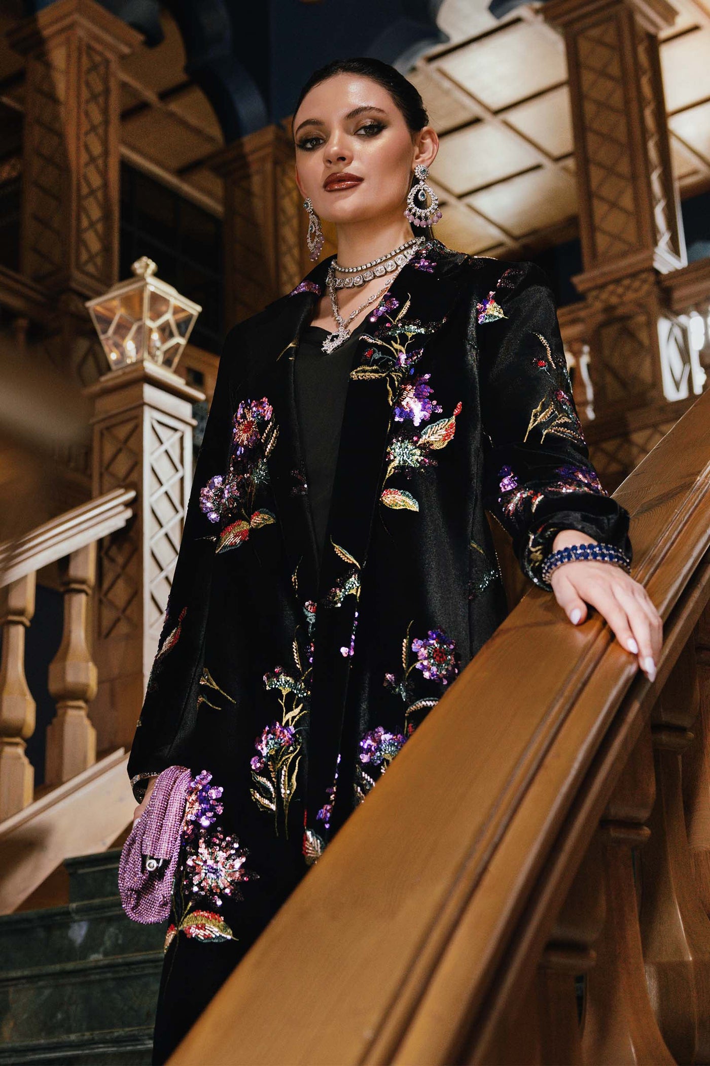 WL-1306- Maria b Embroidered Velvet Suit 2025 - Memsaab Online