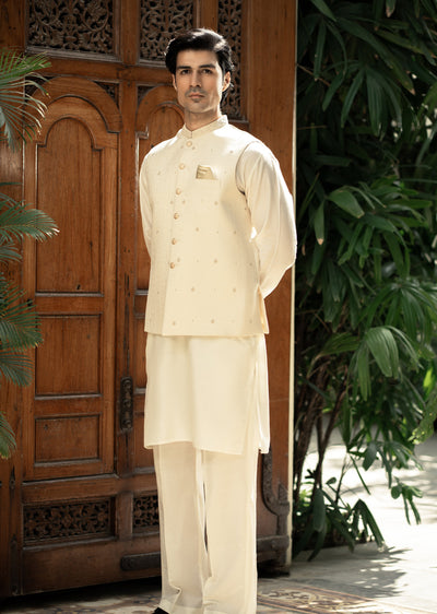 W-2806- Readymade Maysori Fabric Full Embroidery Waistcoat - Memsaab Online