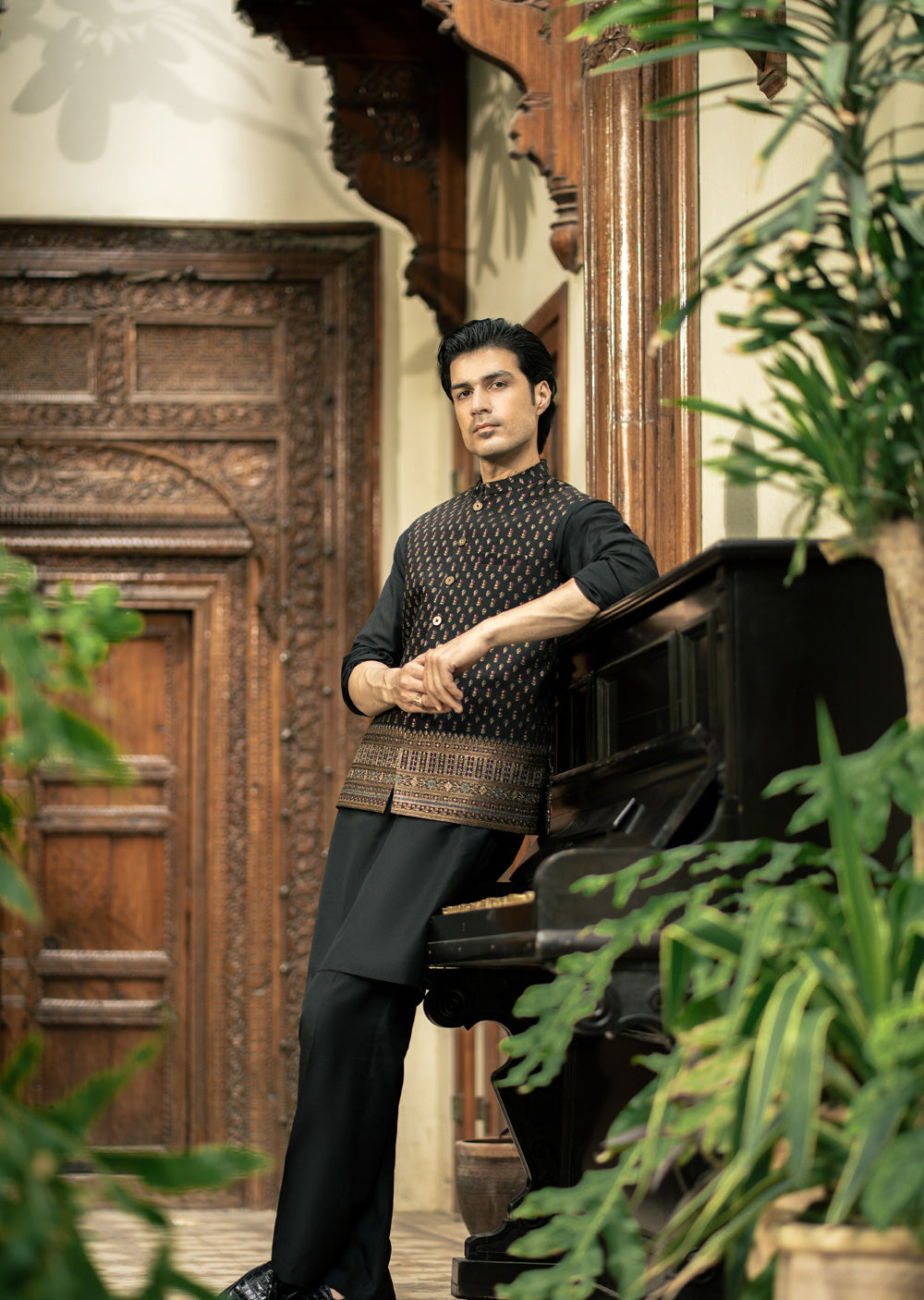 W-3010 - Readymade Maysori Fabric Full Embroidery Waistcoat - Memsaab Online