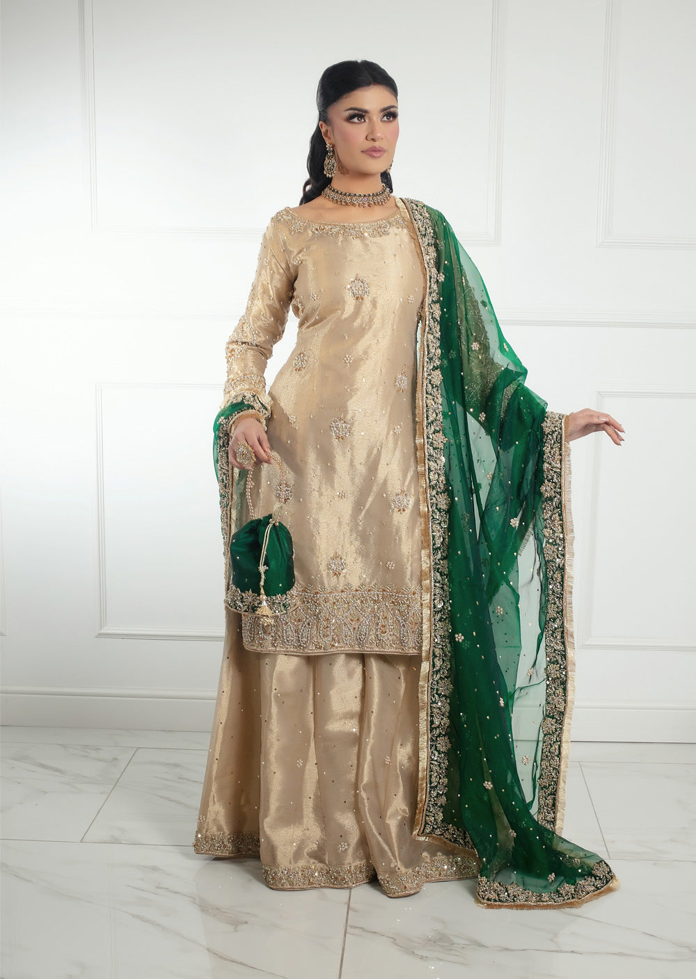 SRB1219 Fozia - Green - Readymade - Sehrish.B Designer - Memsaab Online