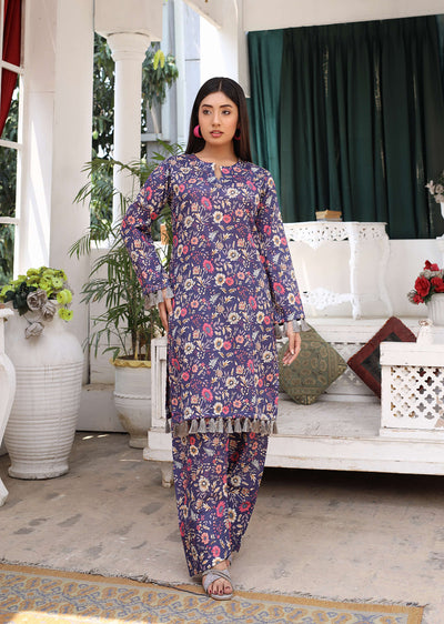 BUT-101 - Purple S.Prints Printed Lawn Co-ords - Memsaab Online