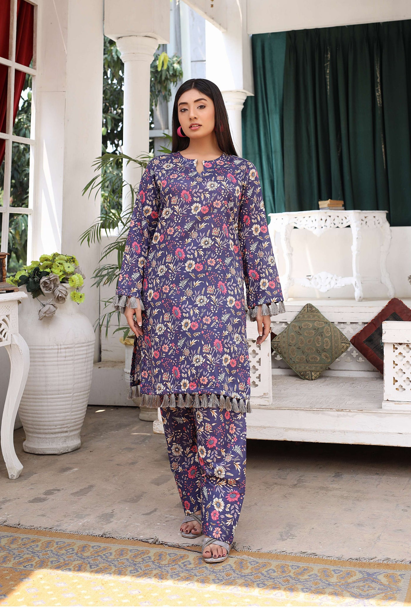 BUT-101 - Purple S.Prints Printed Lawn Co-ords - Memsaab Online