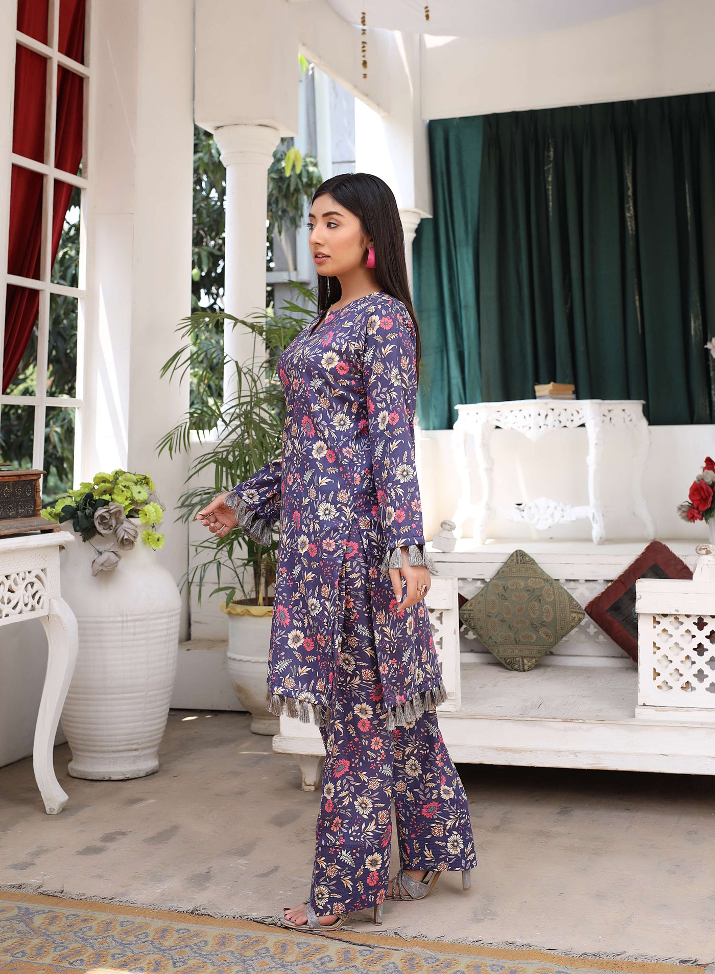 BUT-101 - Purple S.Prints Printed Lawn Co-ords - Memsaab Online