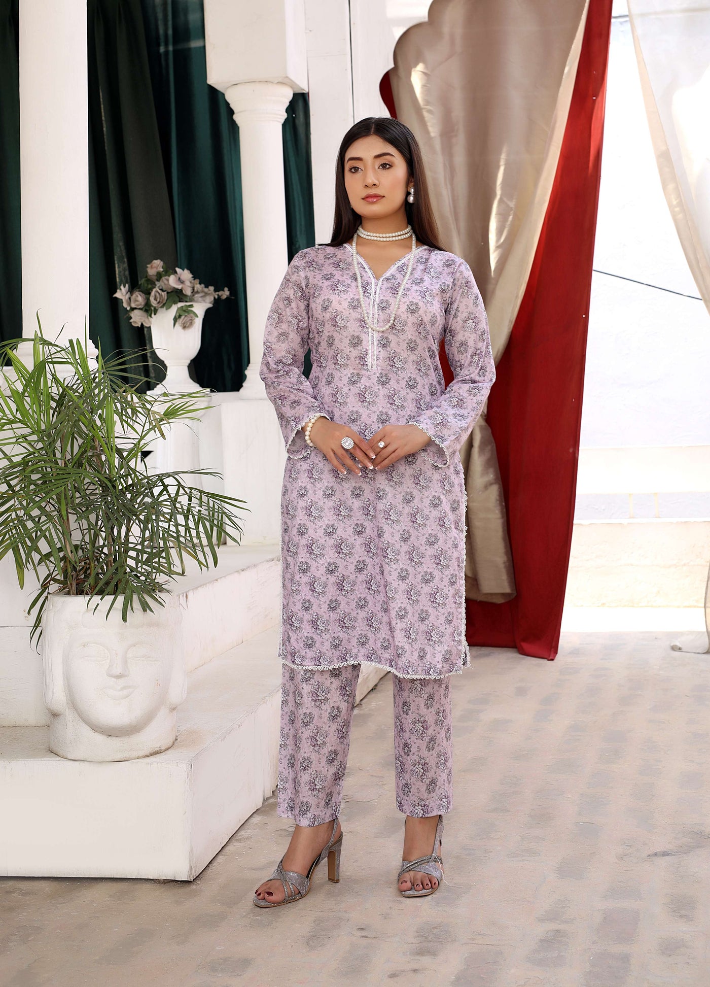 BUT-103 - Lilac - S.Prints Printed Lawn Co-ords - Memsaab Online