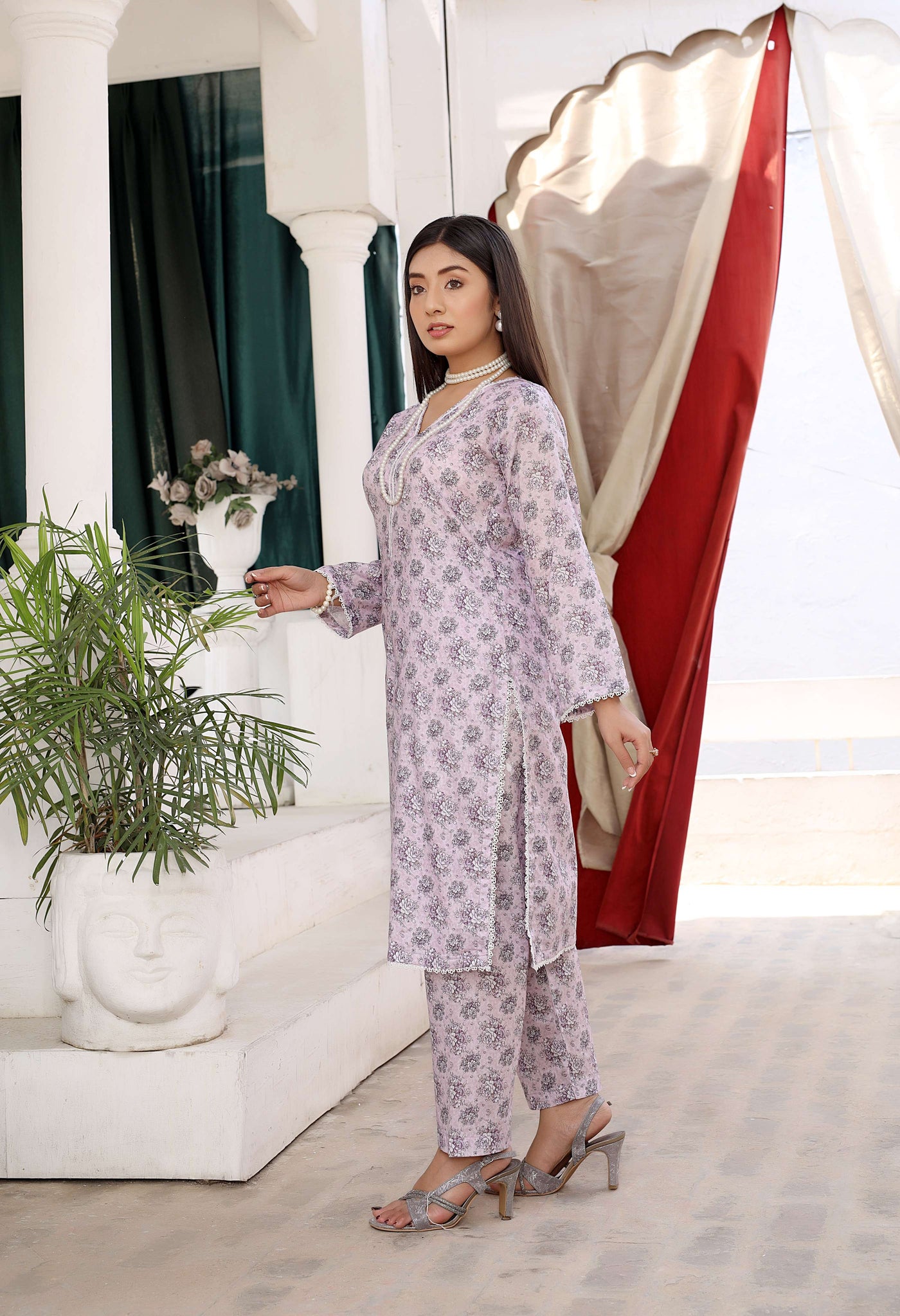 BUT-103 - Lilac - S.Prints Printed Lawn Co-ords - Memsaab Online