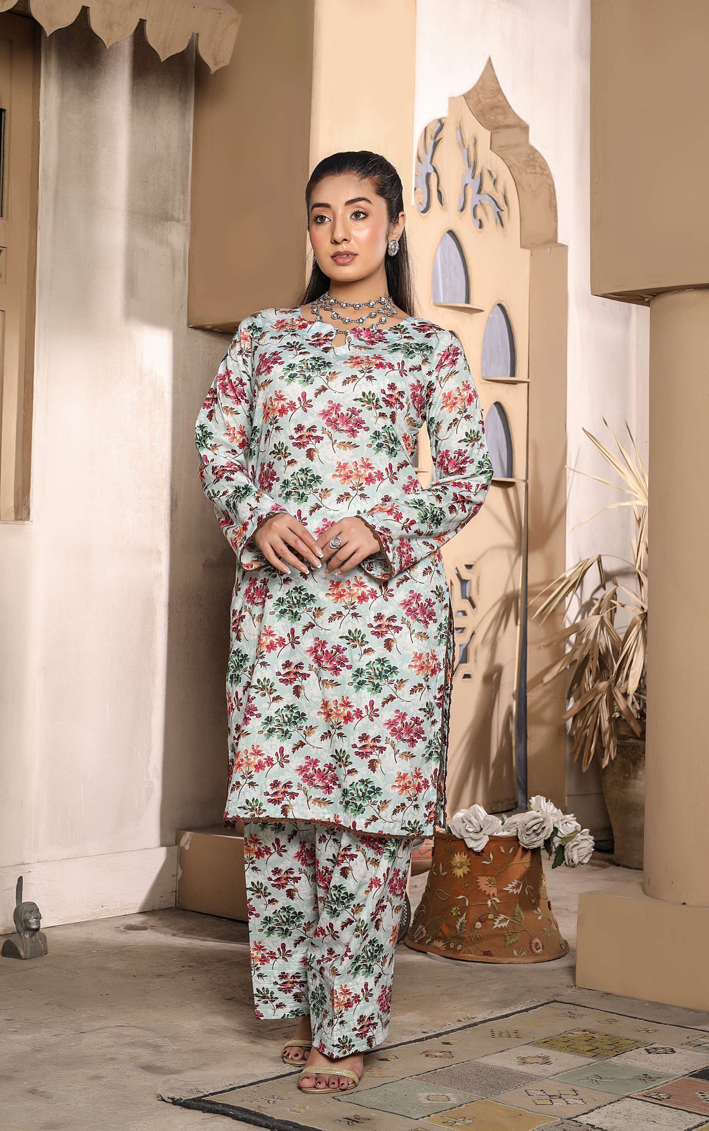 BUT-104 - Mint - S.Prints Printed Lawn Co-ords - Memsaab Online