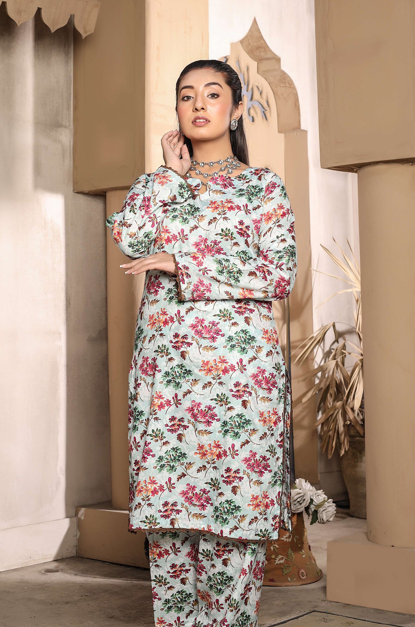 BUT-104 - Mint - S.Prints Printed Lawn Co-ords - Memsaab Online