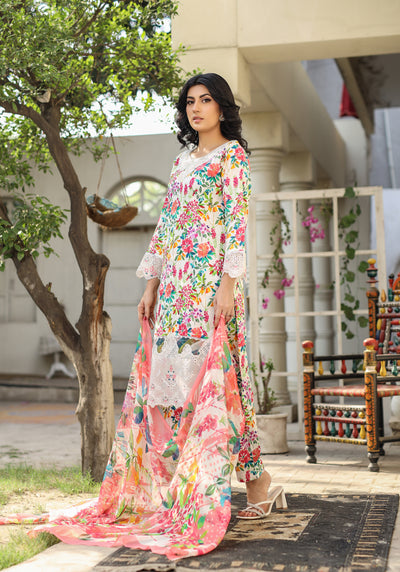 MDNA-10 - White Embroidered Lawn Outfit - Memsaab Online