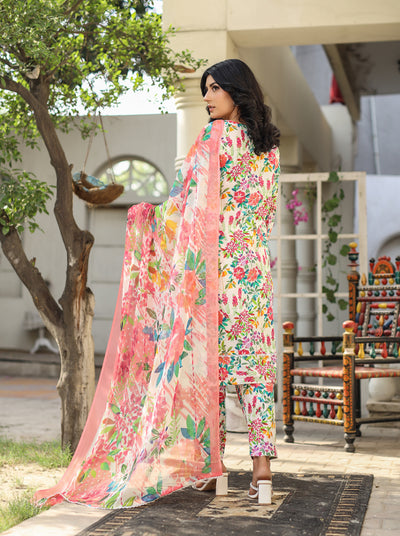 MDNA-10 - White Embroidered Lawn Outfit - Memsaab Online