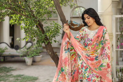 MDNA-10 - White Embroidered Lawn Outfit - Memsaab Online