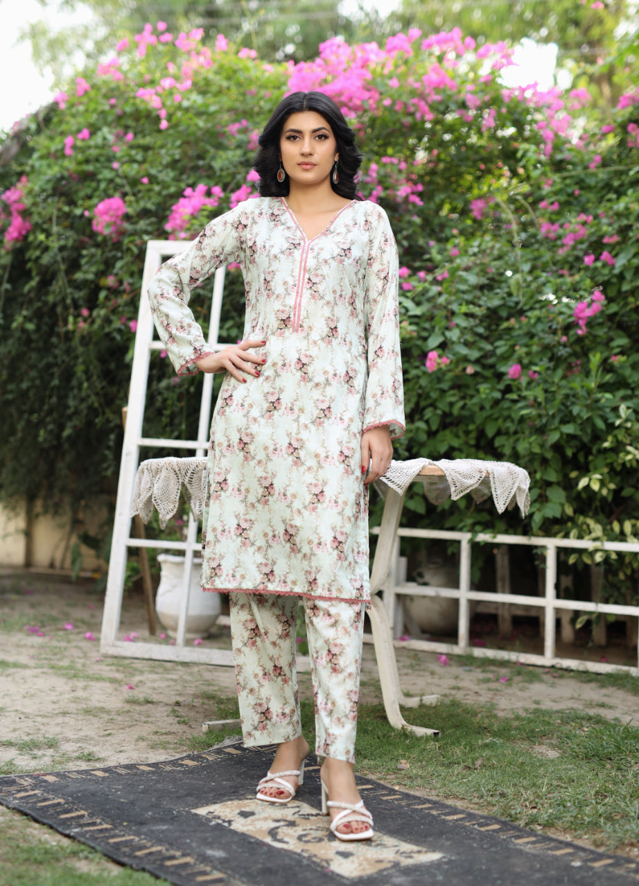 BUT-105 - Mint - S.Prints Printed Lawn Co-ords - Memsaab Online