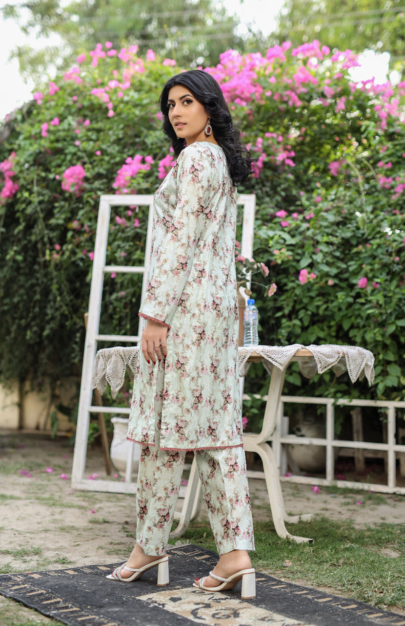 BUT-105 - Mint - S.Prints Printed Lawn Co-ords - Memsaab Online