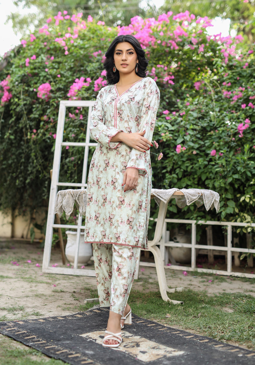 BUT-105 - Mint - S.Prints Printed Lawn Co-ords - Memsaab Online