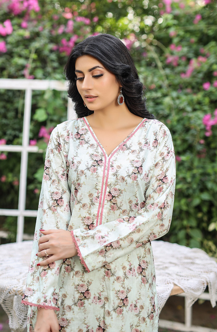 BUT-105 - Mint - S.Prints Printed Lawn Co-ords - Memsaab Online
